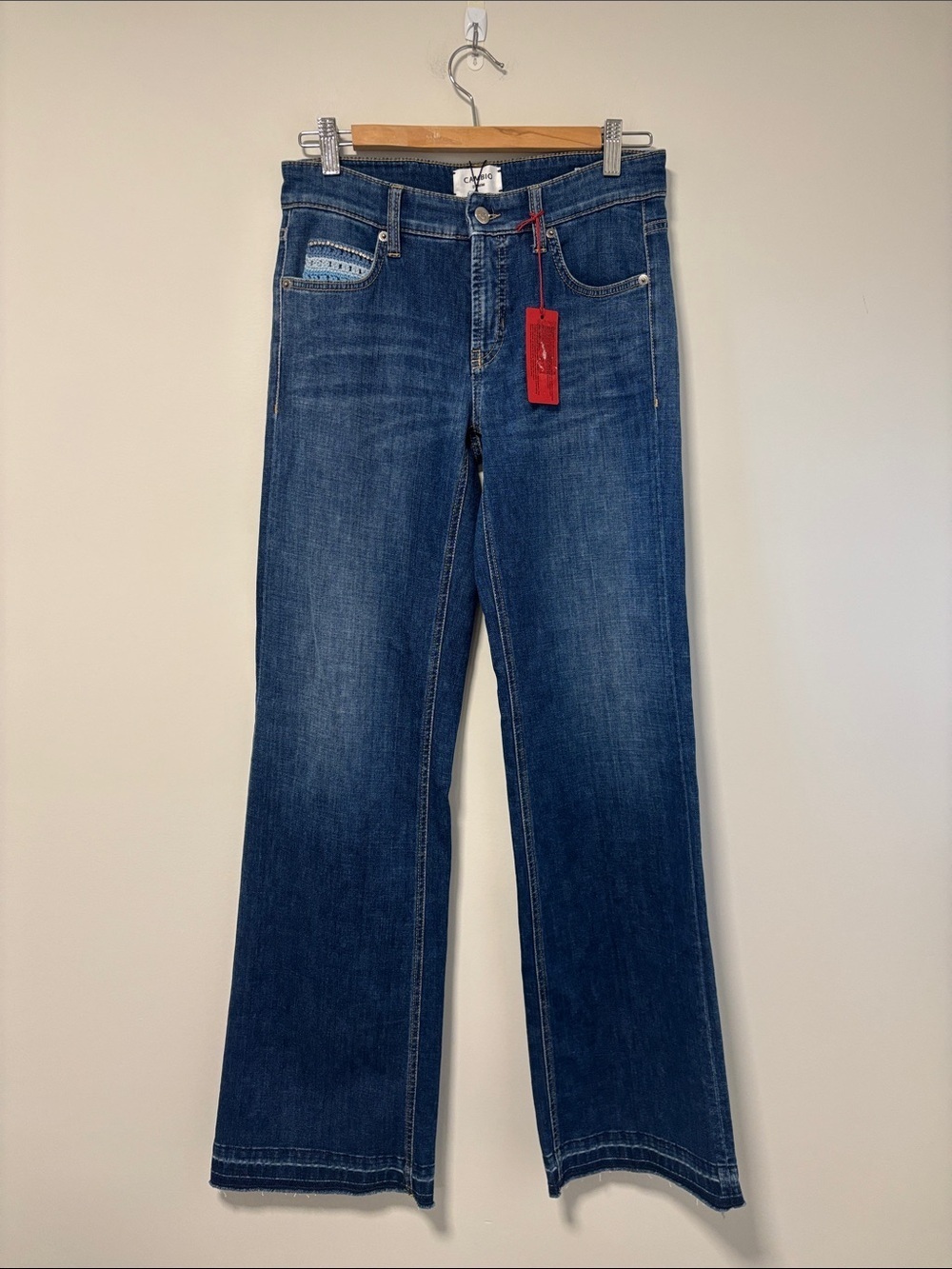 NWT Cambio Wide Leg Flare Jeans in Dark Blue